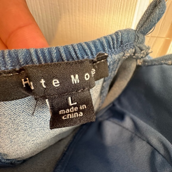 NWT Blue Denim Bodysuit with Beaded Detail - Picture 4 of 8